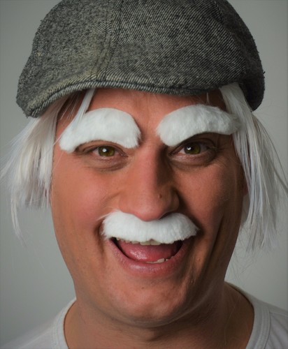 Fancy Dress Accessory Set. White Moustache and Eyebrow set