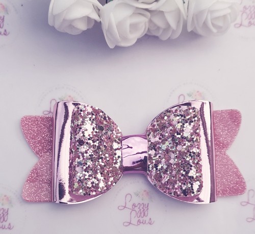 Sparkly Chunky Glitter Girls Hair Bow Alligator Clip 3.5/" Double Loop Hair Bow