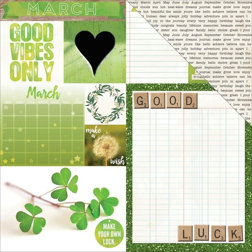 BoBunny 12x12 Scrapbooking paper Calendar Girl Collection March 2 sheets