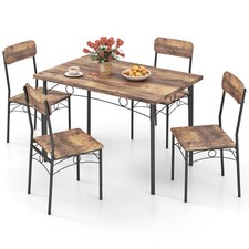 COSTWAY 5-Piece Industrial Kitchen Furniture Dining Table Set for 4-Coffee
