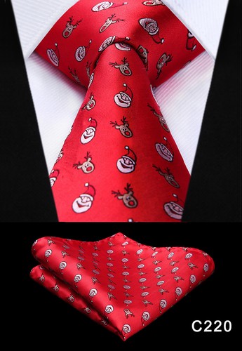 Christmas Necktie 3.4/"Silk Wedding Party Woven Classic Men Tie Pocket Square Set