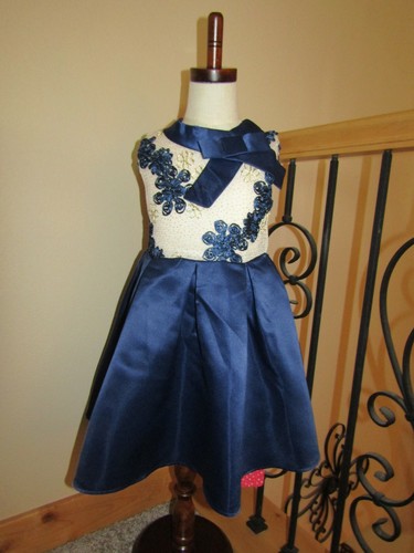 Details about / Toddler Girls Blue Formal Dress Size 100 110 120 READ! Holiday Christmas Party