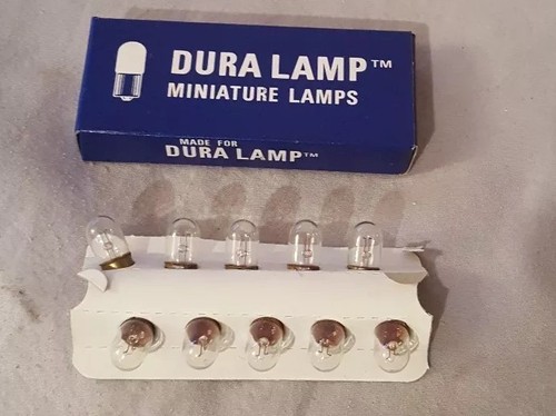 Box Of 10 Miniature Light Bulbs #47 Bayonet Ba9S Base 6.3v .15A Dura Lamp