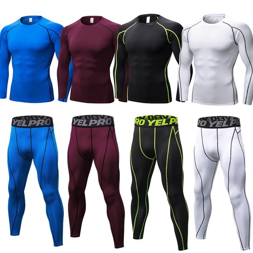 Men/'s Compression Shirt Athletic Legging Running Wicking Base Layers Set Dri fit