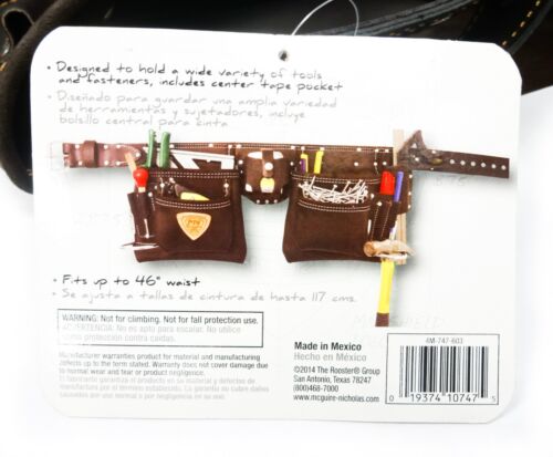 McGuire-Nicholas 10-Pocket Full Grain Leather Nail Tool Apron Carpenter Belt Rig 
