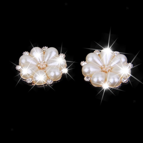 10x Crystal Pearl Flower Flatback Bottons Embellishments DIY Accessory 23mm
