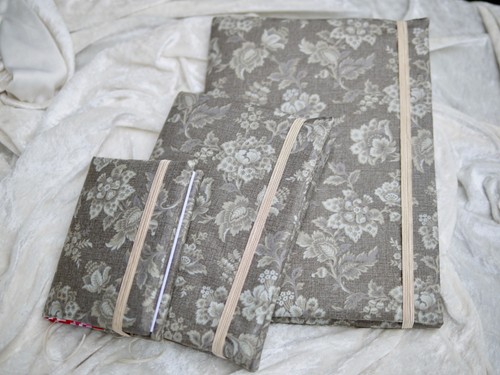 Reisetagebuch Tagebuch Hülle aus Stoff mit Notizbuch Buchhülle Blumen braun