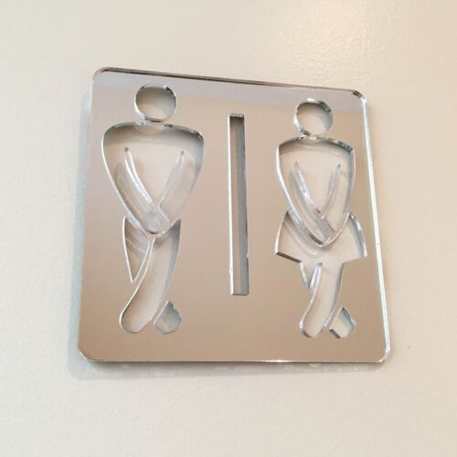Crossed Legs Male and Female Toilet Door Sign Mirrored