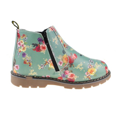Kids/' Floral Ankle Boots Side Zipper Slip-On Rain Shoes Toddler//Little Kid