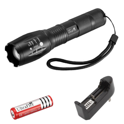 18650+Charger Set USA 6 X Police Tactical 50000LM T6 Power LED Zoom Flashlight 