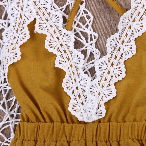 Newborn Baby Girls Halter One-pieces Romper Jumpsuit Sunsuit Lace Outfit Clothes