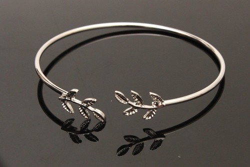 Fashion Charm Women Gold Silver Leaves Alloy Bracelets Bangle Cuff Jewelry Lady