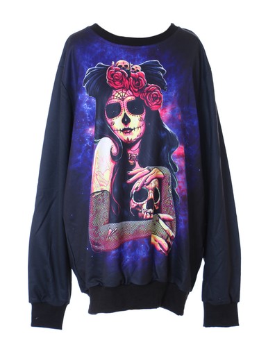 Ty-ys-1002 nero sposa SKULL TESCHIO FANTASY GOTHIC PUNK Felpa Pullover