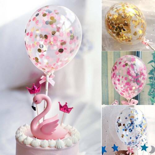 1-5x Glitter Confetti Sequin Latex Balloon Cake Topper BirthdayParty Decor lap v