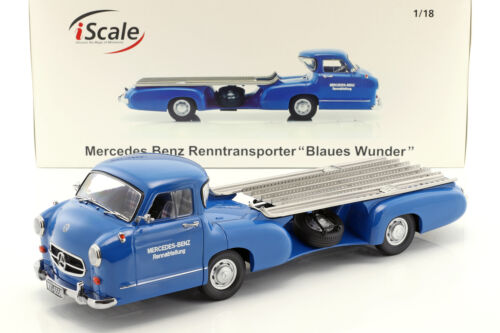 Mercedes-Benz Renntransporter Das blaue Wunder Baujahr 1955 blau 1:18 iScale