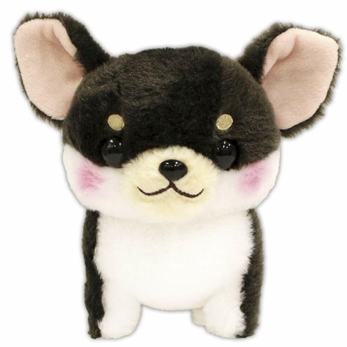 AMUSE Plush Doll dog Muchimu Chihuahua Chiwami Black x White Japan NEW