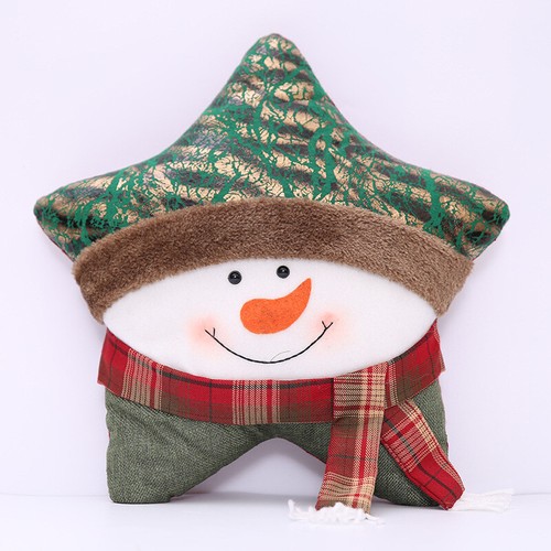 Christmas Five-pointed Star Santa Snowman Elk Pillow Cushion Xmas Home Decor