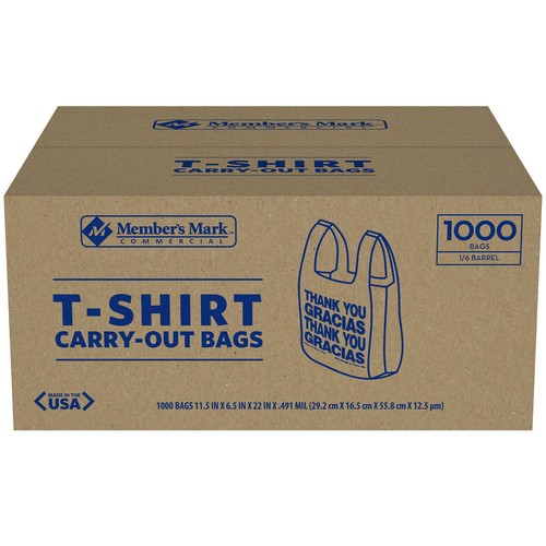 T-Shirt Thank You Plastic Grocery Store Shopping Carry Out Bag 1000ct Recyclable