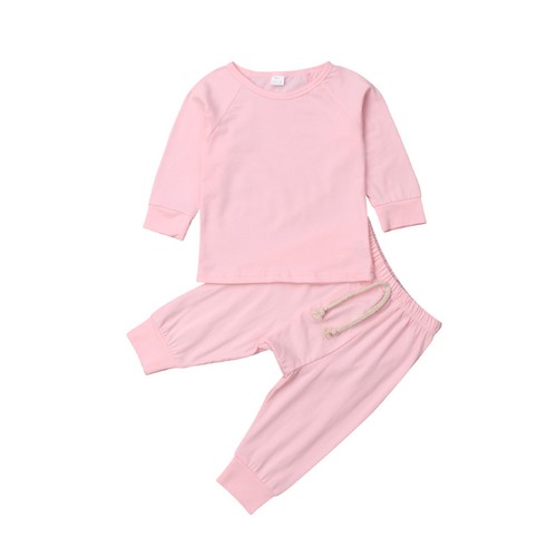 Pants Infant Kids Boys Girl Plain Sleepwear Nightwear Pjs Pyjamas Tops