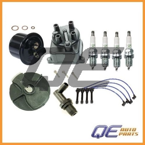 Tune Up Kit 1 Gas Filter 1 Cap 1 Rotor 4 Spark Plugs and Wires for Honda Civic