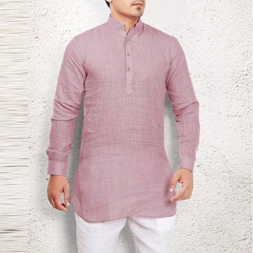 Mens Kurta Pajama Shirt Top Tunic Indian V NECK Kurta Short Kaftan T shirt Dress