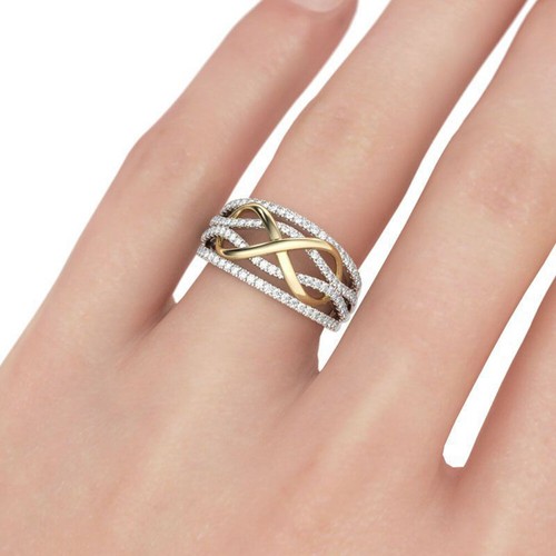 Fashion Brillant Strass Femmes Mariage Engagement Promesse Bague Bijoux Cadeau