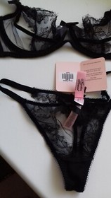 AGENT PROVOCATEUR BLACK WILLA BRA 32C 32DD OR 34DD & AP 2 SMALL THONG UK 8 BNWT