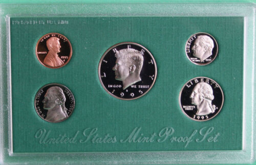 1995 S United States Mint ANNUAL 5 Coin Proof Set Original Box and COA
