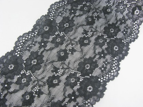 6/"*1yard delicate black Elastic//Spandex Soft Flower Floral lace trim 0327