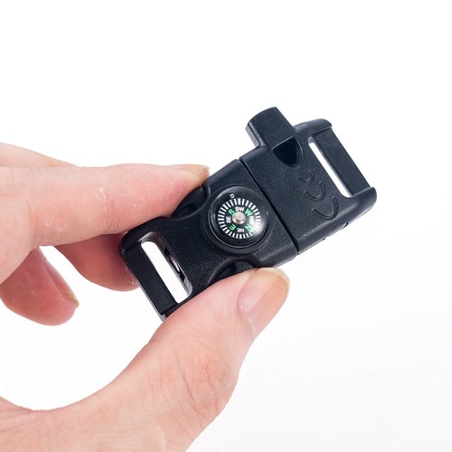 1*Camping Compass Fire Starter Whistle Buckle Emergency Survival Bracelet Buckle