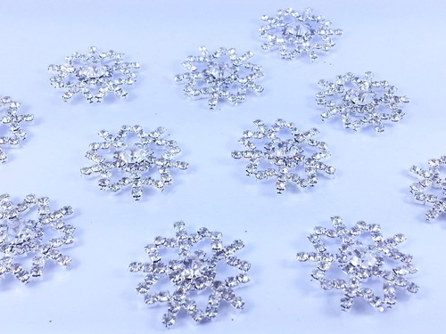 MT1-25mm pegar en Metal Diamante Copo de Nieve Cristal de invitación de boda topper