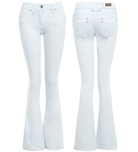 Womens White Slim Fit Jean Flared Denim Bootcut Jeans Size 6 8 10 12 14