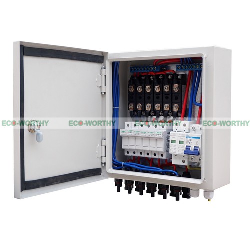 6 String PV Combiner Joint Box /& 10A Circuit Breakers for Solar Panel US Stock