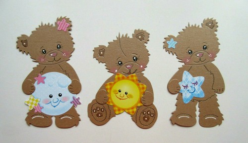 SCRAPBOOKING ~ cartes Bijoux ~ aufleger ~ 3 x Teddy ~ soleil /& lune /& étoile #213