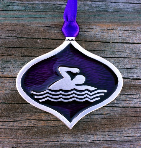 Swimmer Christmas OrnamentSwimming Christmas Decorations in Fine Pewter