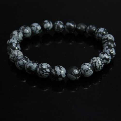 Snowflakes Obsidian Beads Stretchable Fashion Jewelry Fashionable Wrist Bracelet