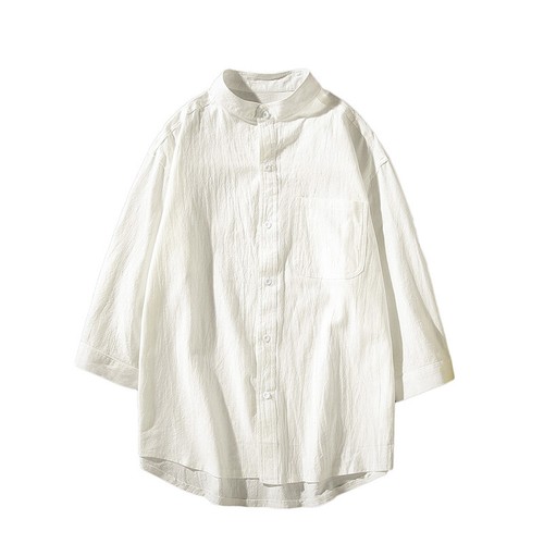 Ropa de algodón para hombre Manga corta Camisa Verano Playa Suelto Informal Con Cuello Top