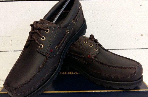 Men/'s Sebago vershire tres Ojo Marrón Zapatos De Cubierta De Cuero ceroso Impermeable