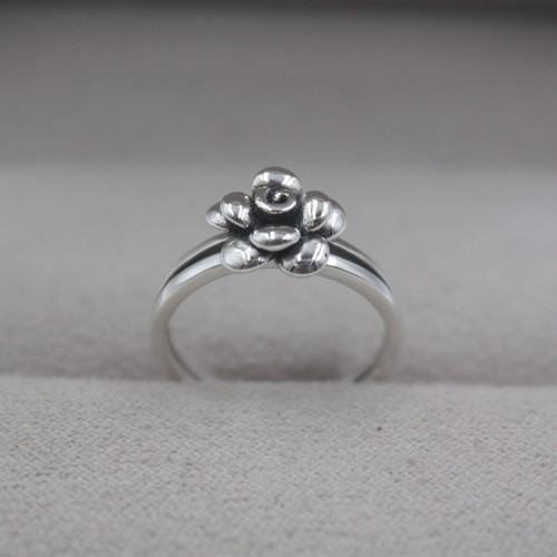 New Arrival Pure S925 Sterling Silver Band Women Cute Flower Open Ring