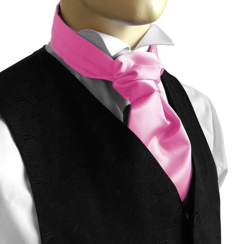to be worn with a waistcoat Self Tie Ruche Cravat Italian Satin Wedding Groom
