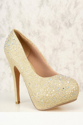 Prom Wedding Glittery Rhinestone Close toe Platform Stiletto high Heels Pump H59