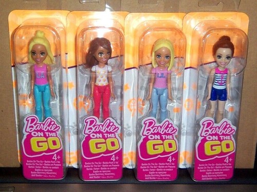 4/" Lot of 4 Barbie On The Go Mini Dolls NEW