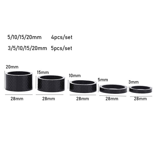 28mm 1 1//8/" Carbon Fiber Washer Spacers Kit Bike Fix Refit Headset Stem Washers