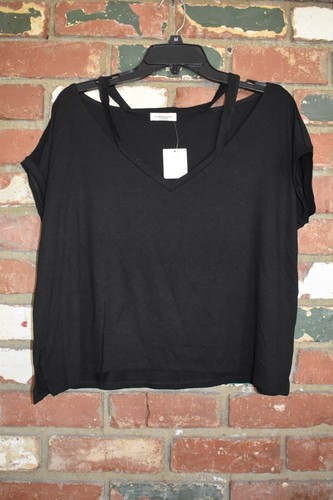 URBAN OUTFITTERS Silence Noise Split-Cut Cold Shoulder T-shirt black size M