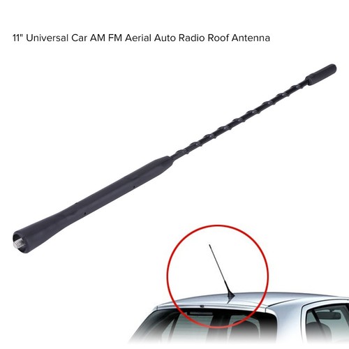 11/" Universal Auto Car Antenna Aerial AM FM Radio Amplified Roof Mast Black JS