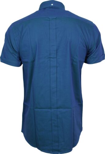 Relco Mens NEW Blue Green Tonic Short Sleeved Shirt Mod Skin Retro Indie 60s 70s