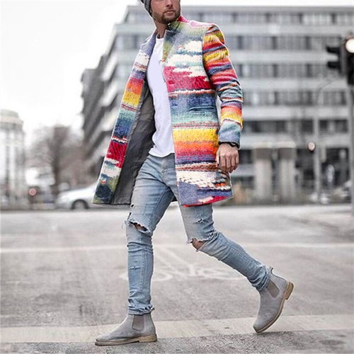 Men/'s Warm Lapel Collar Trench Coat Overcoat Long Sleeve Outwear Jacket Winter