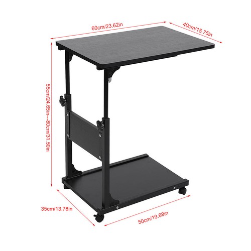 Adjustable Height Rolling Laptop Desk Hospital Bedside Table Cart Over Bed Stand