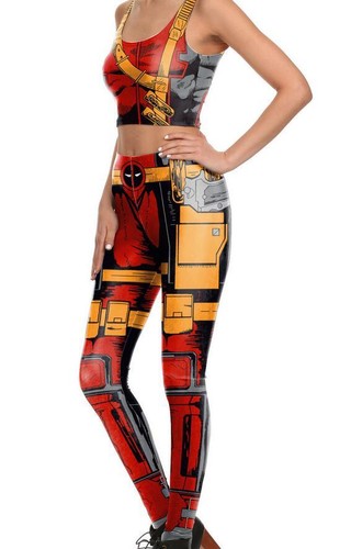 Woman legging Gun Armor Comic Cosplay printed legging set bra crop top set S-XL