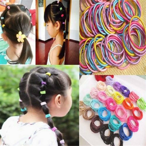 100X Elastic Rope Women Girl Kid Hair Ties Ponytail Holder Head Band Hairbands